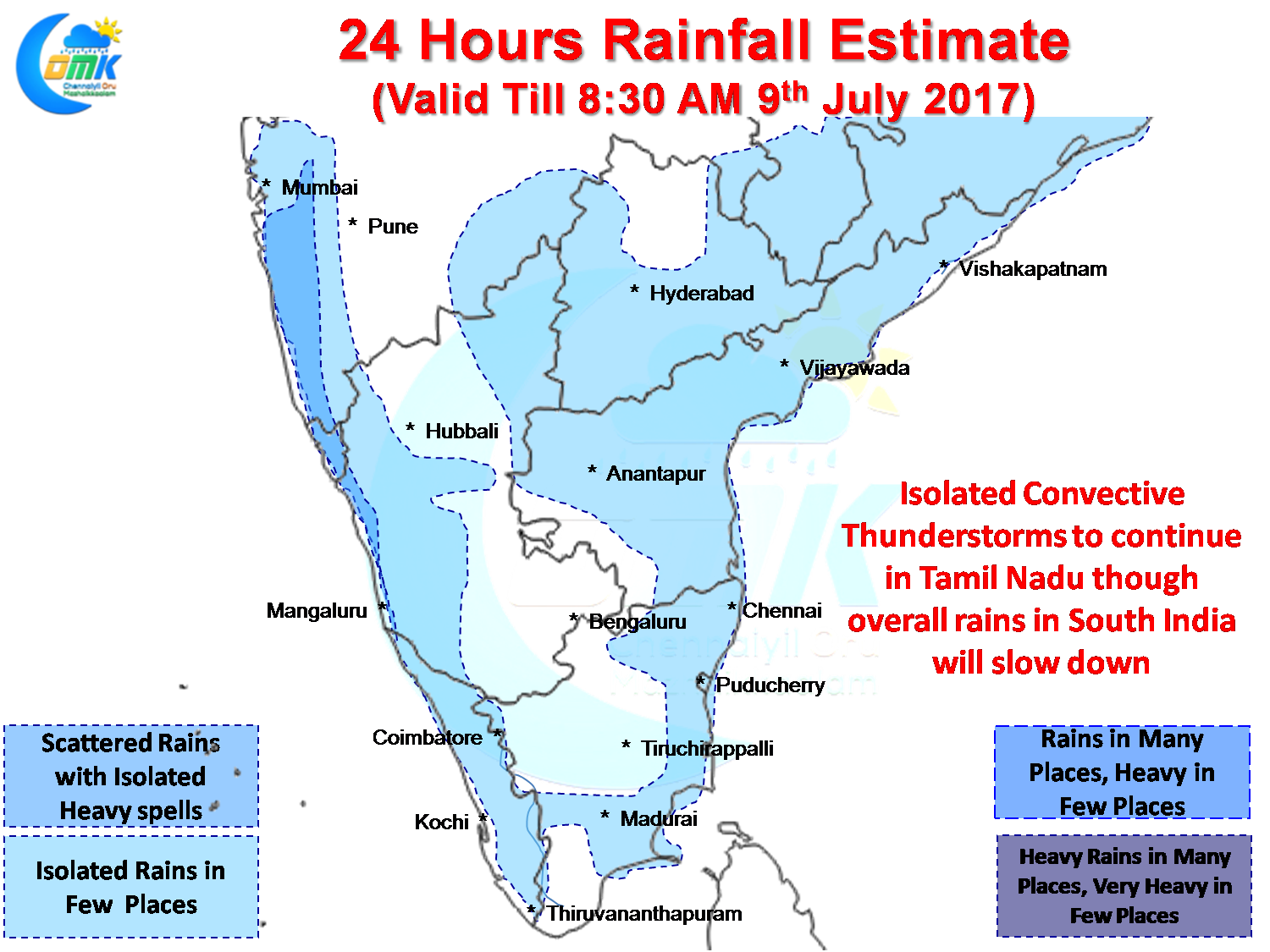 Isolated Evening Rains In Tamil Nadu To Continue – ChennaiRains (COMK)