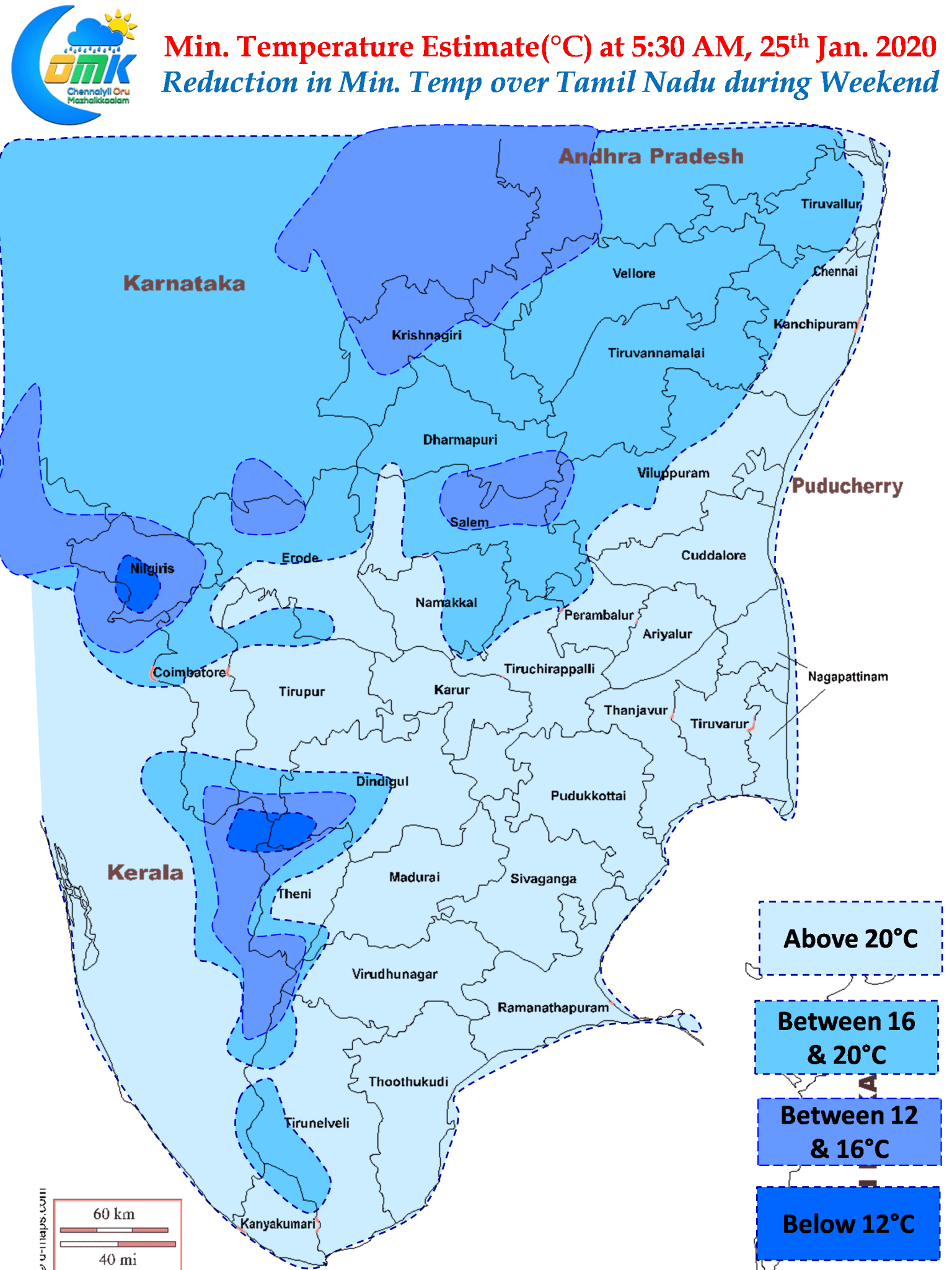 Dip In Min. Temperatures Likely During Weekend - Chennairains (COMK)