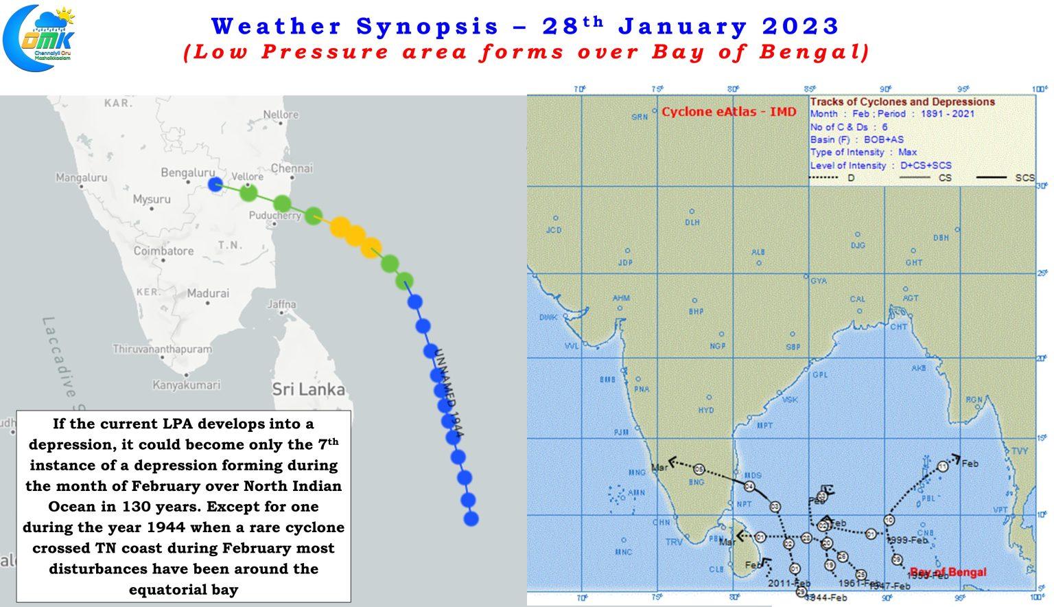 Low Pressure Area Forms Over Bay Of Bengal - Chennairains (COMK)